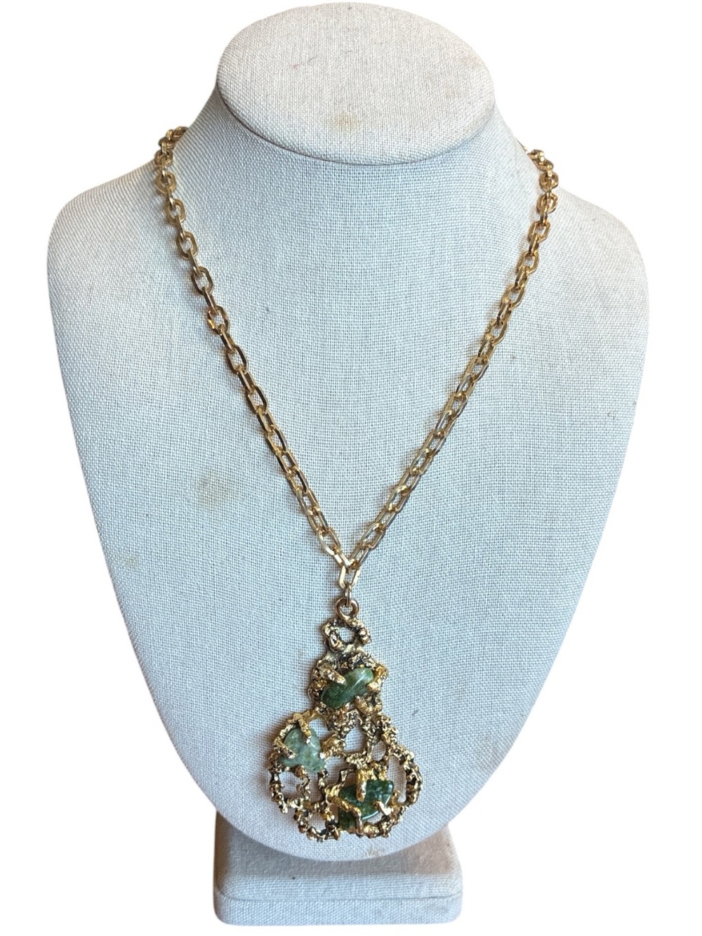 Green Moss Agate Brutalist Necklace